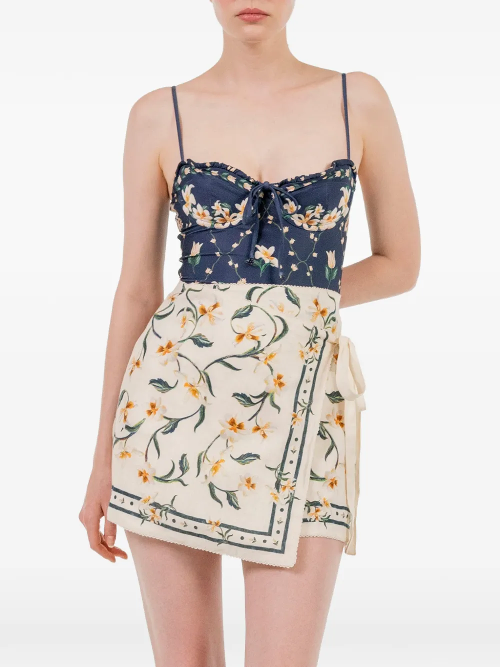 Agua By Agua Bendita Luna Promesa mini-rok met bloemenprint Beige