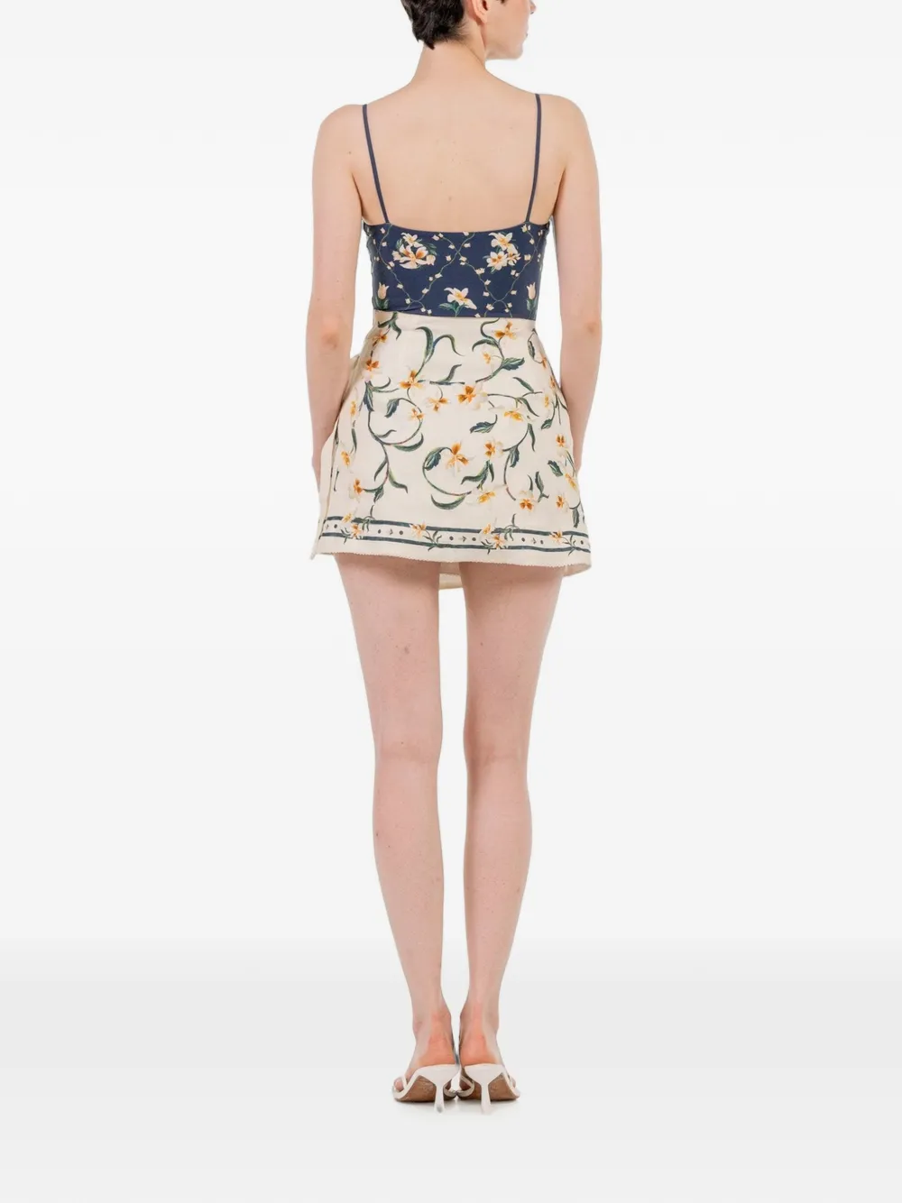Agua By Agua Bendita Luna Promesa mini-rok met bloemenprint Beige