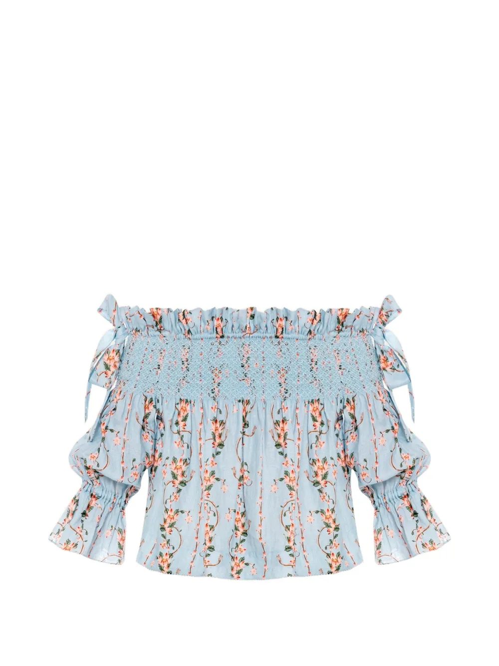 Agua By Agua Bendita Isla Navegante floral-print smocked blouse - Blu
