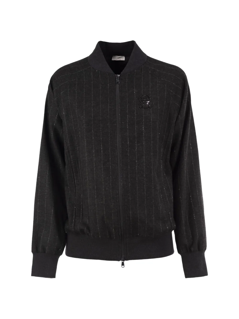 Brunello Cucinelli pinstripe zip-up bomber jacket - Grigio