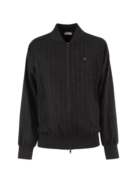 Brunello Cucinelli pinstripe zip-up bomber jacket