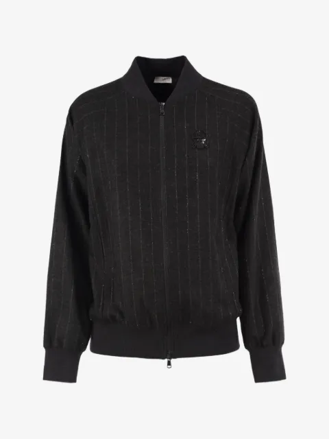 Brunello Cucinelli chaqueta bómber a rayas diplomáticas