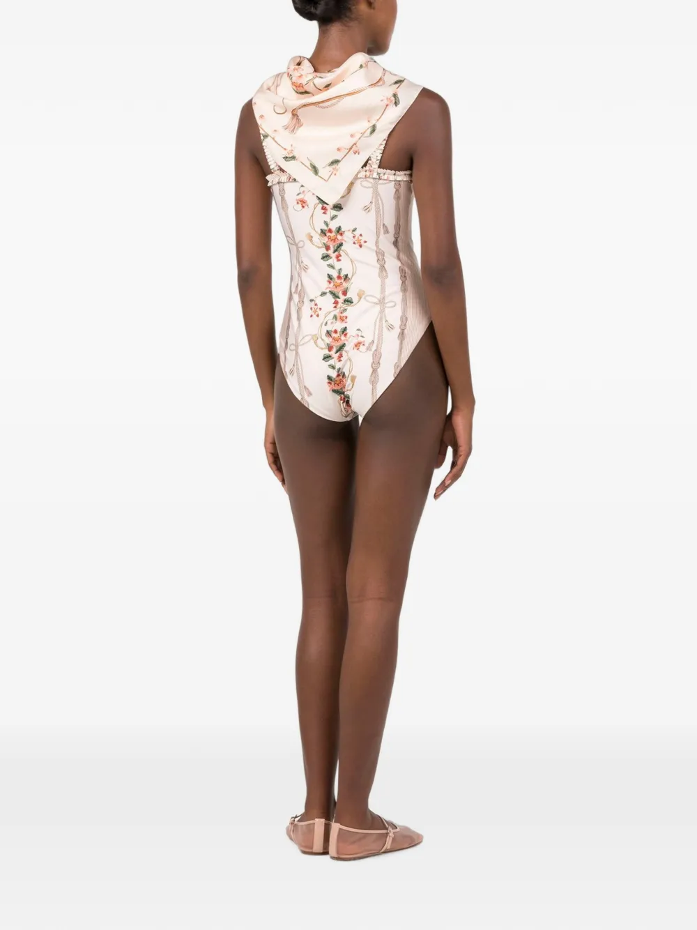 Agua by Agua Bendita Ceiba Navegante Floral-print Silk Scarf in Neutrals, view 5