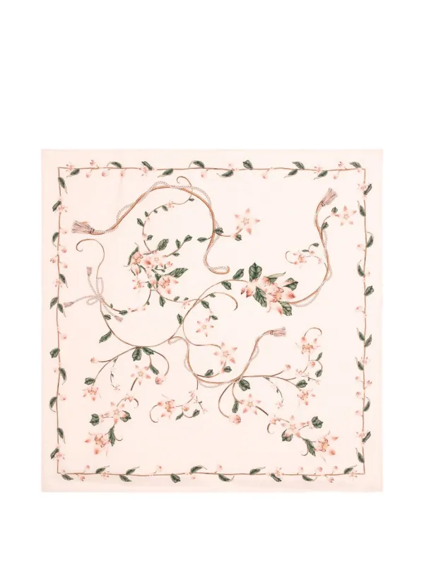 Agua by Agua Bendita Ceiba Navegante Floral-print Silk Scarf in Neutrals