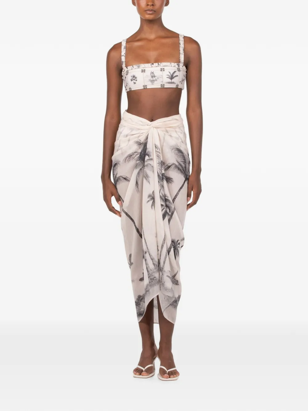 Agua By Agua Bendita Olmo Arena bikinitop met ruches Beige