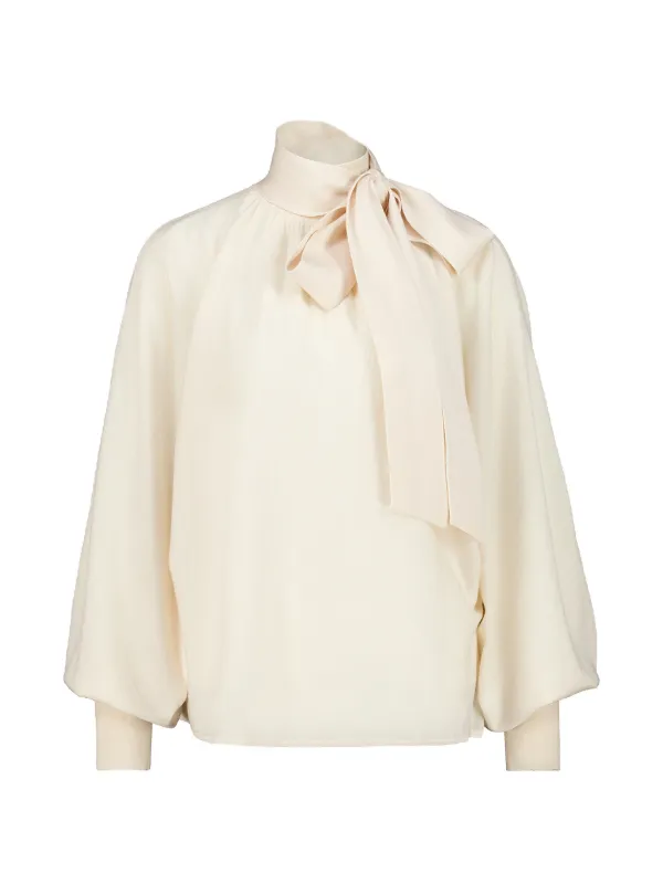 Zimmermann Merino Tie Neck Sweater in Neutrals