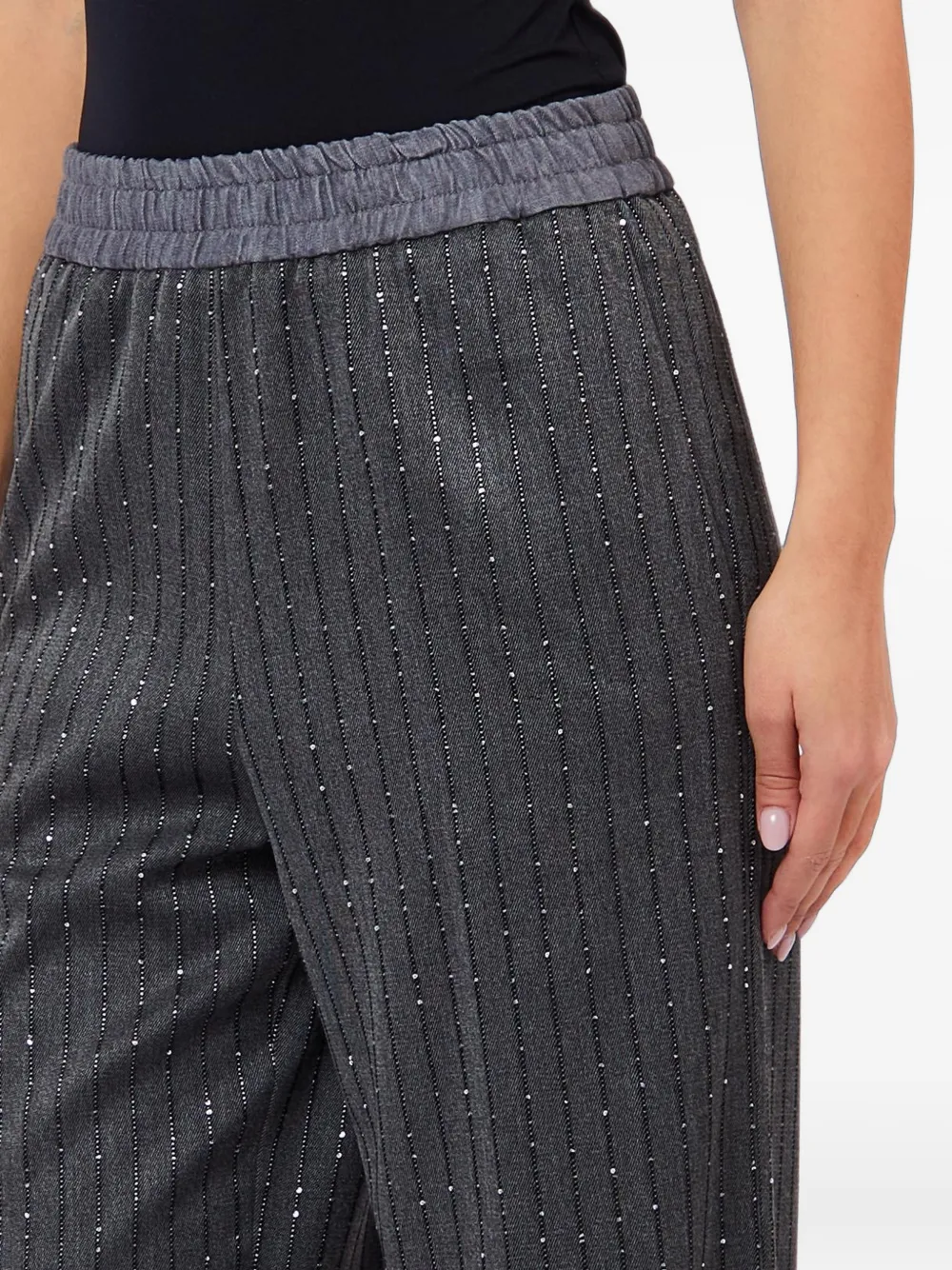 LIU JO Jeans verfraaid met stras en krijtstreep Grijs