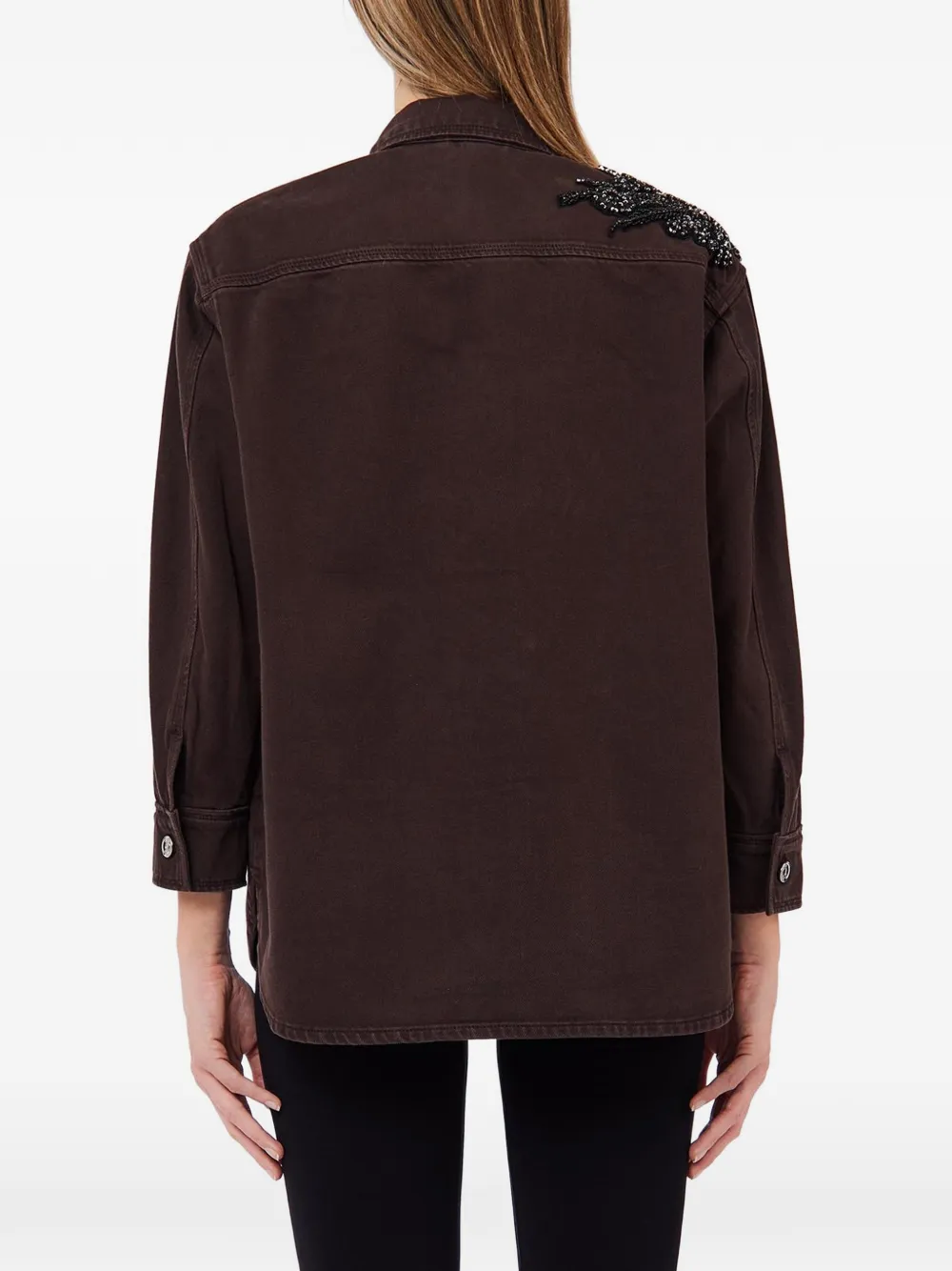 LIU JO Denim blouse verfraaid met kralen Bruin