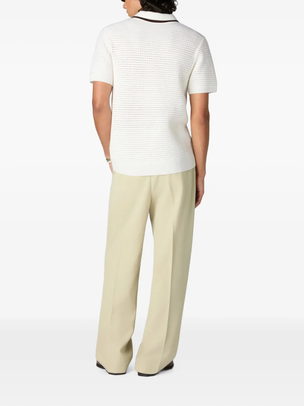 Casablanca Wollen poloshirt met wafelstiksels Beige