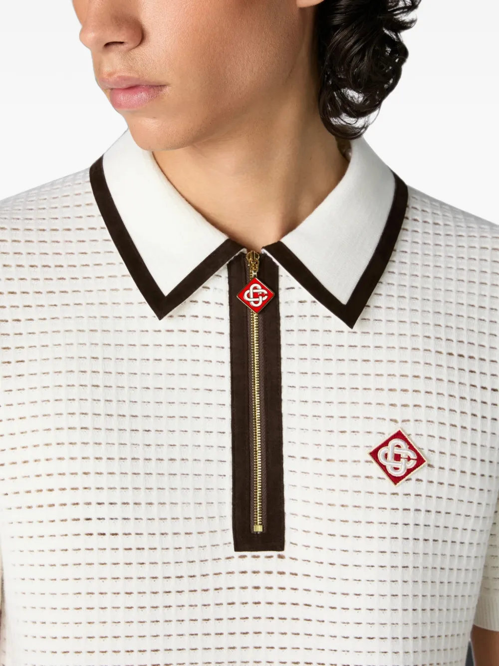 Casablanca Wollen poloshirt met wafelstiksels Beige