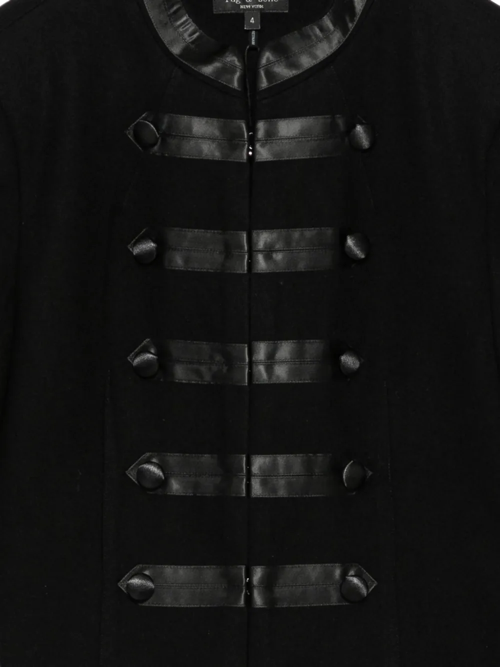 rag & bone Militaire jack met leren afwerking Zwart