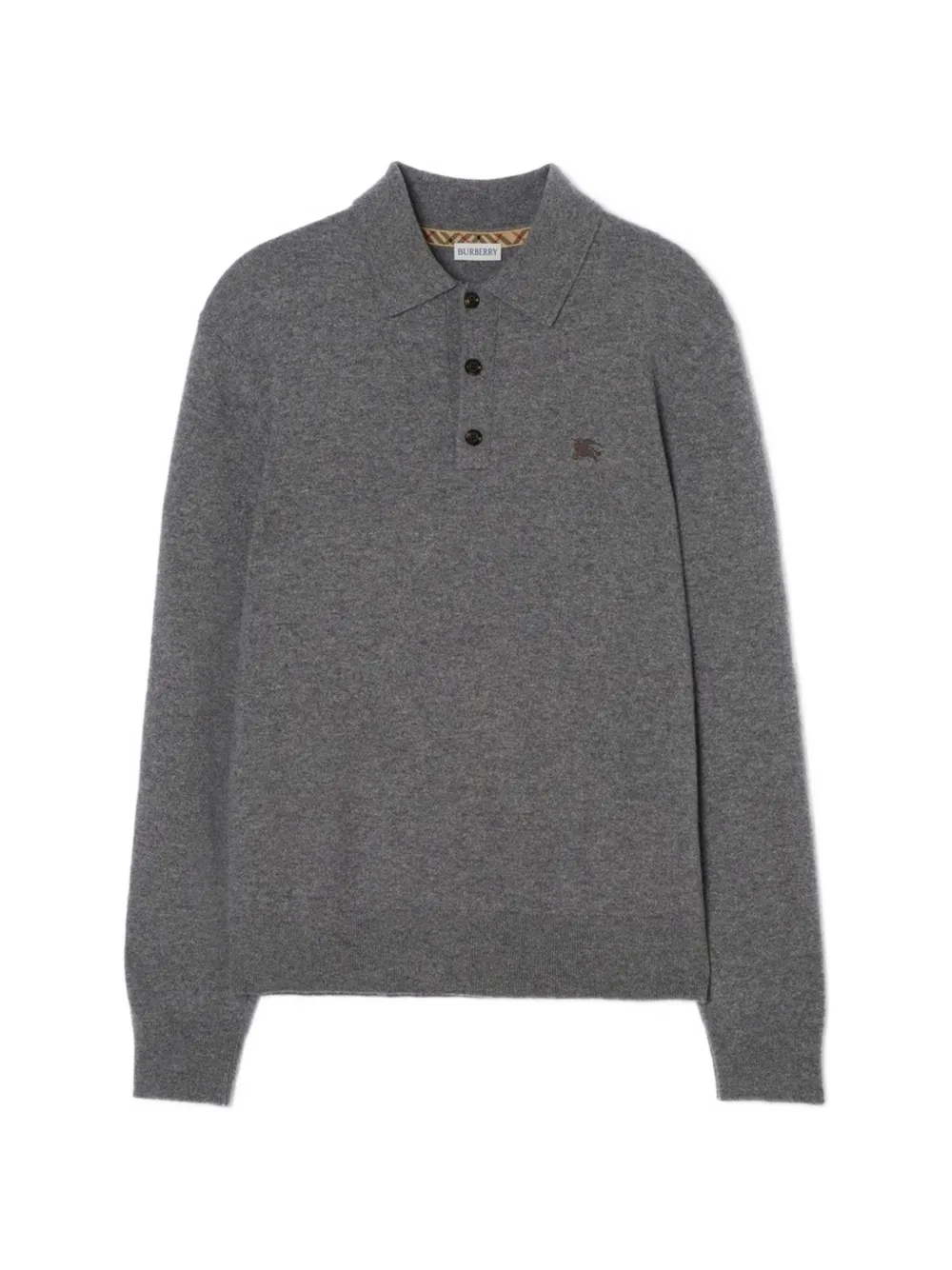Burberry Polo in misto cashmere a maniche lunghe - Grigio