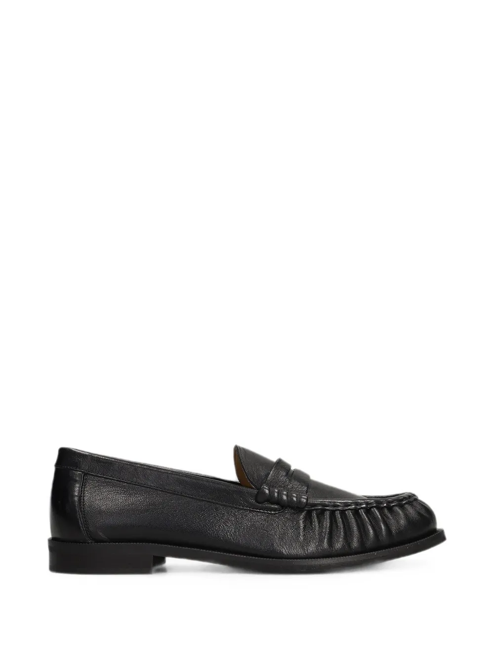 Julie Dee Ruched Penny Loafers In Black