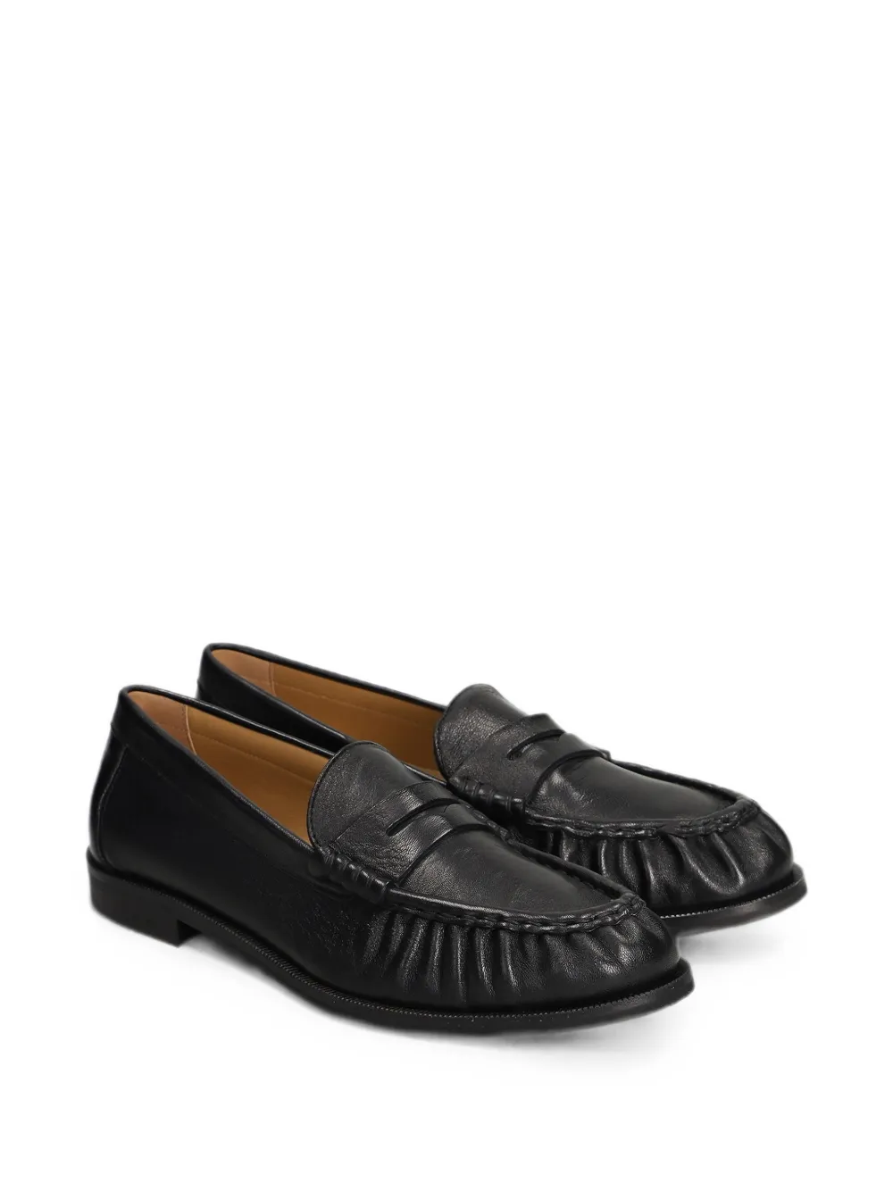 Julie Dee ruched penny loafers Zwart