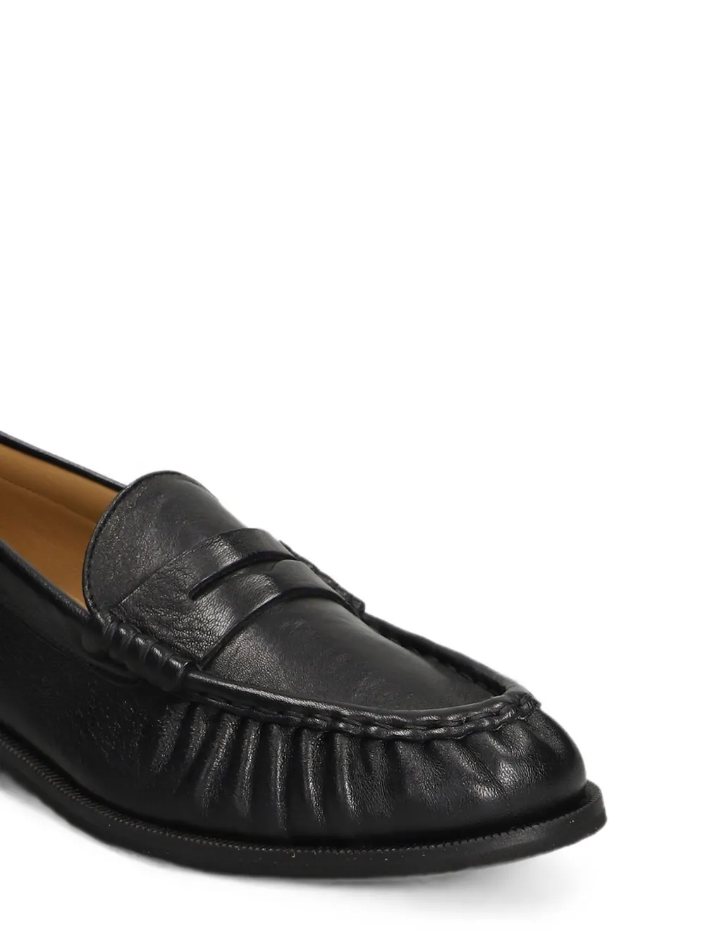 Julie Dee ruched penny loafers Zwart