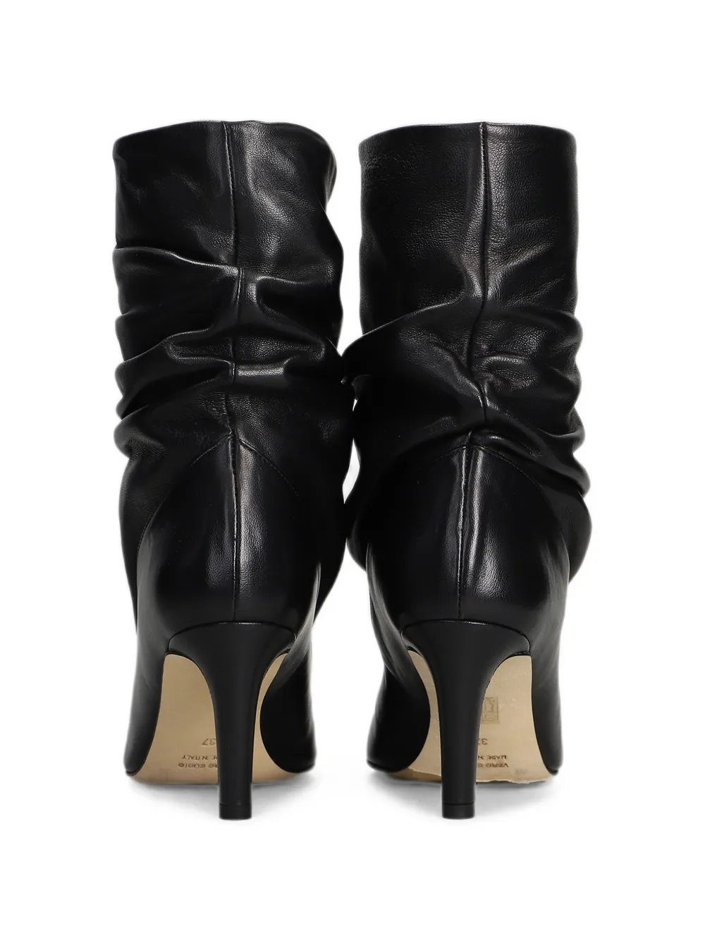 The Seller ruched pointed-toe leather boots Zwart