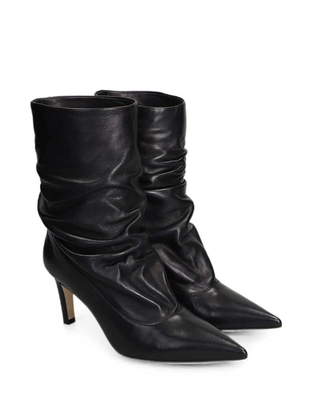 The Seller ruched pointed-toe leather boots Zwart