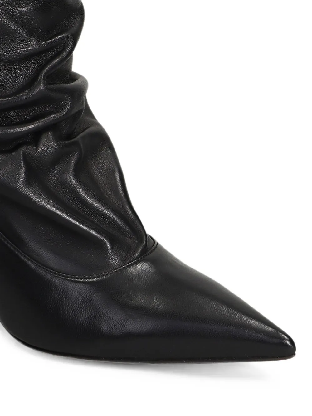 The Seller ruched pointed-toe leather boots Zwart