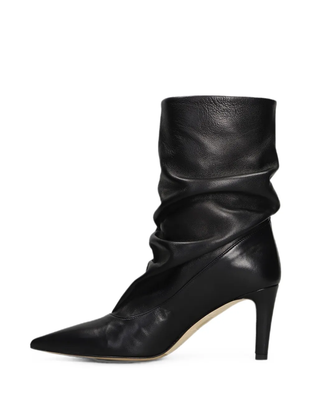 The Seller ruched pointed-toe leather boots Zwart