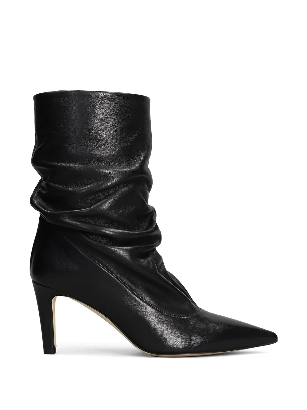 The Seller ruched pointed-toe leather boots Zwart
