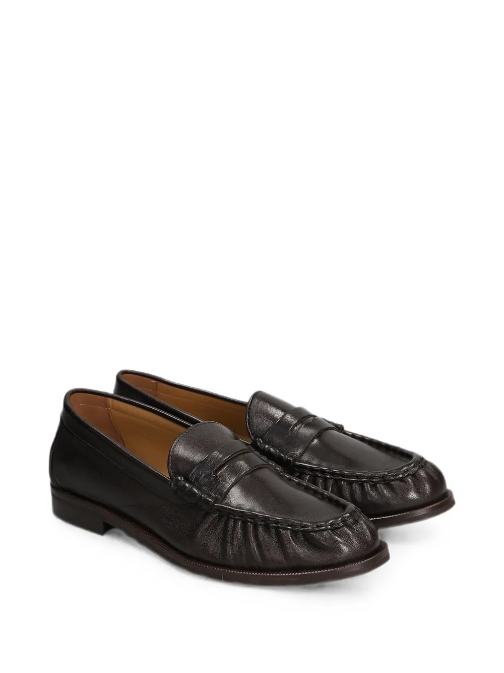 Julie Dee gathered leather loafers Bruin