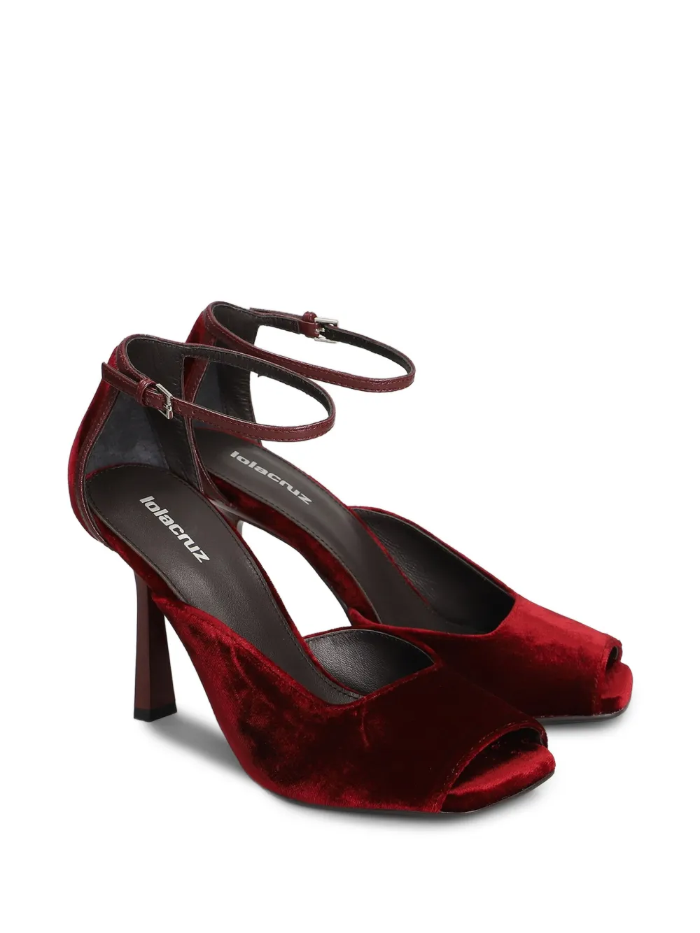 Lola Cruz velvet open-toe sandals Rood