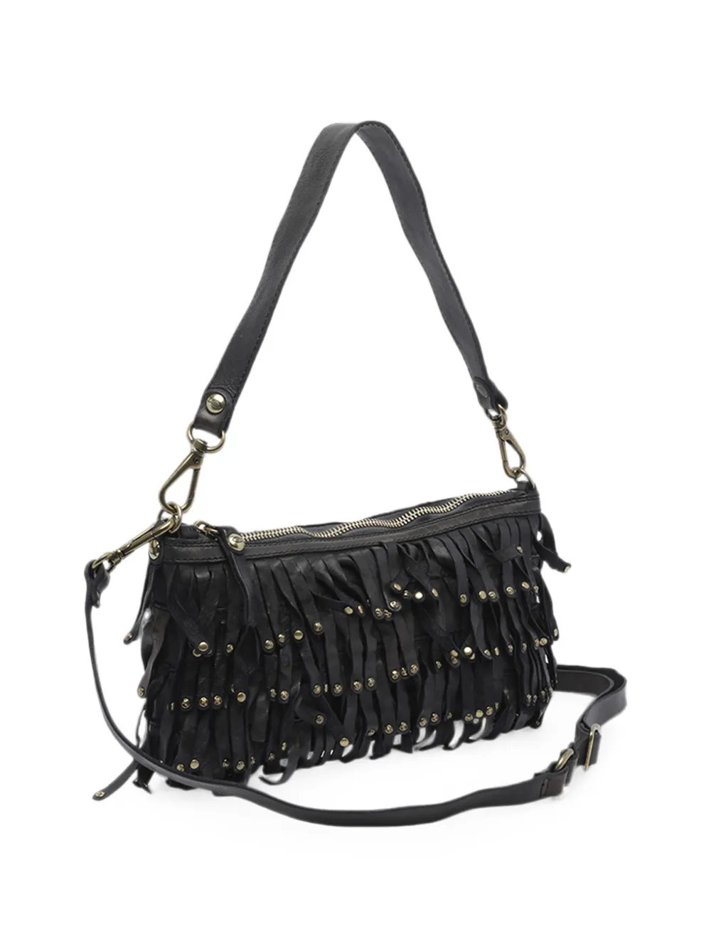 Campomaggi Natalia shopper verfraaid met studs en franje Zwart