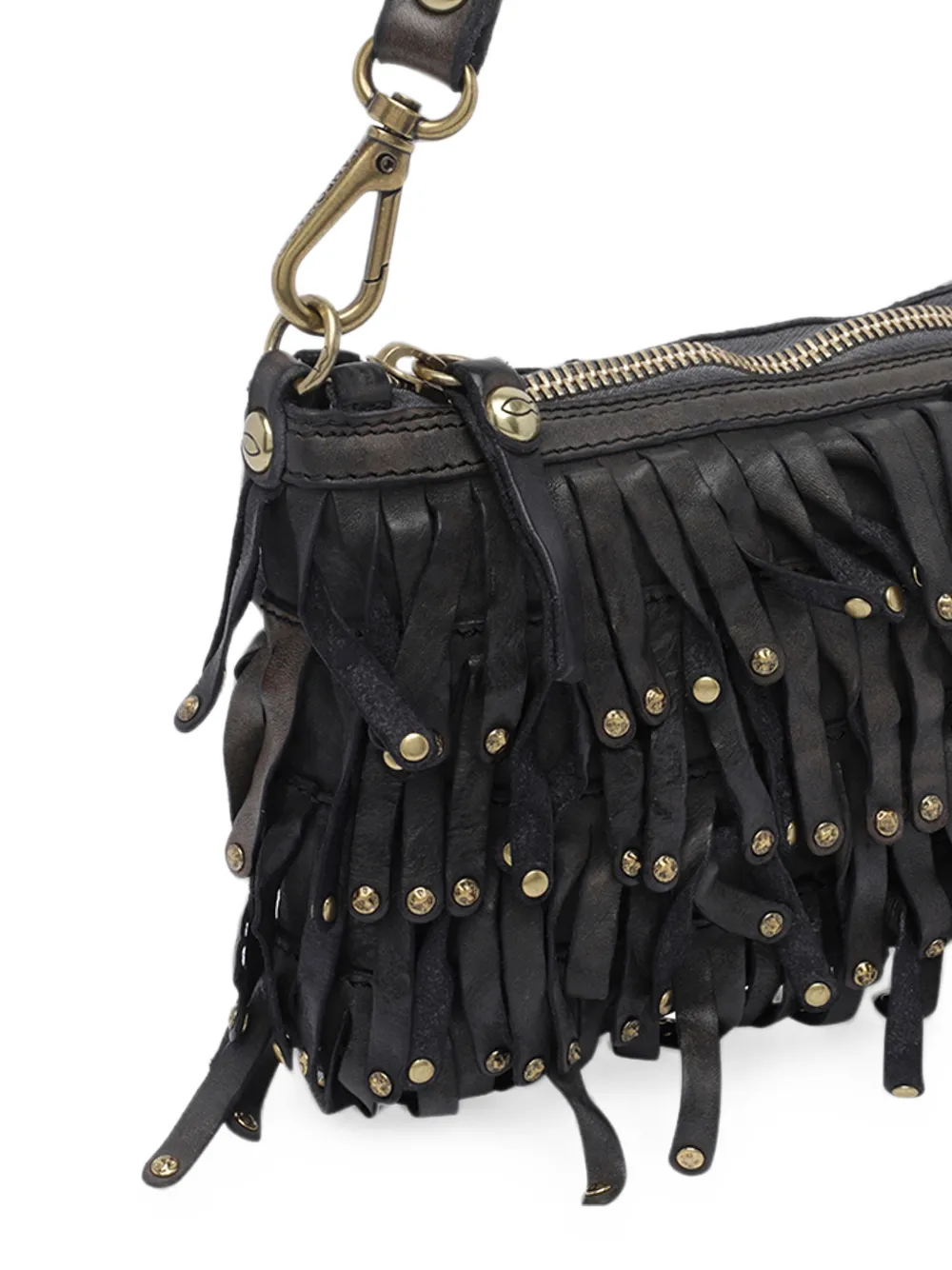Campomaggi Natalia shopper verfraaid met studs en franje Zwart