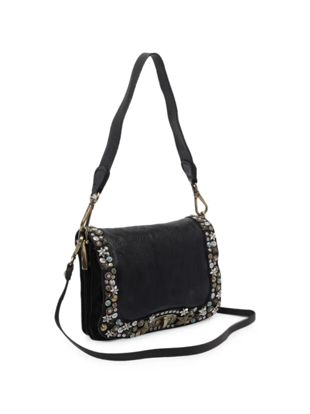 Campomaggi Perla leren schoudertas met studs Bruin