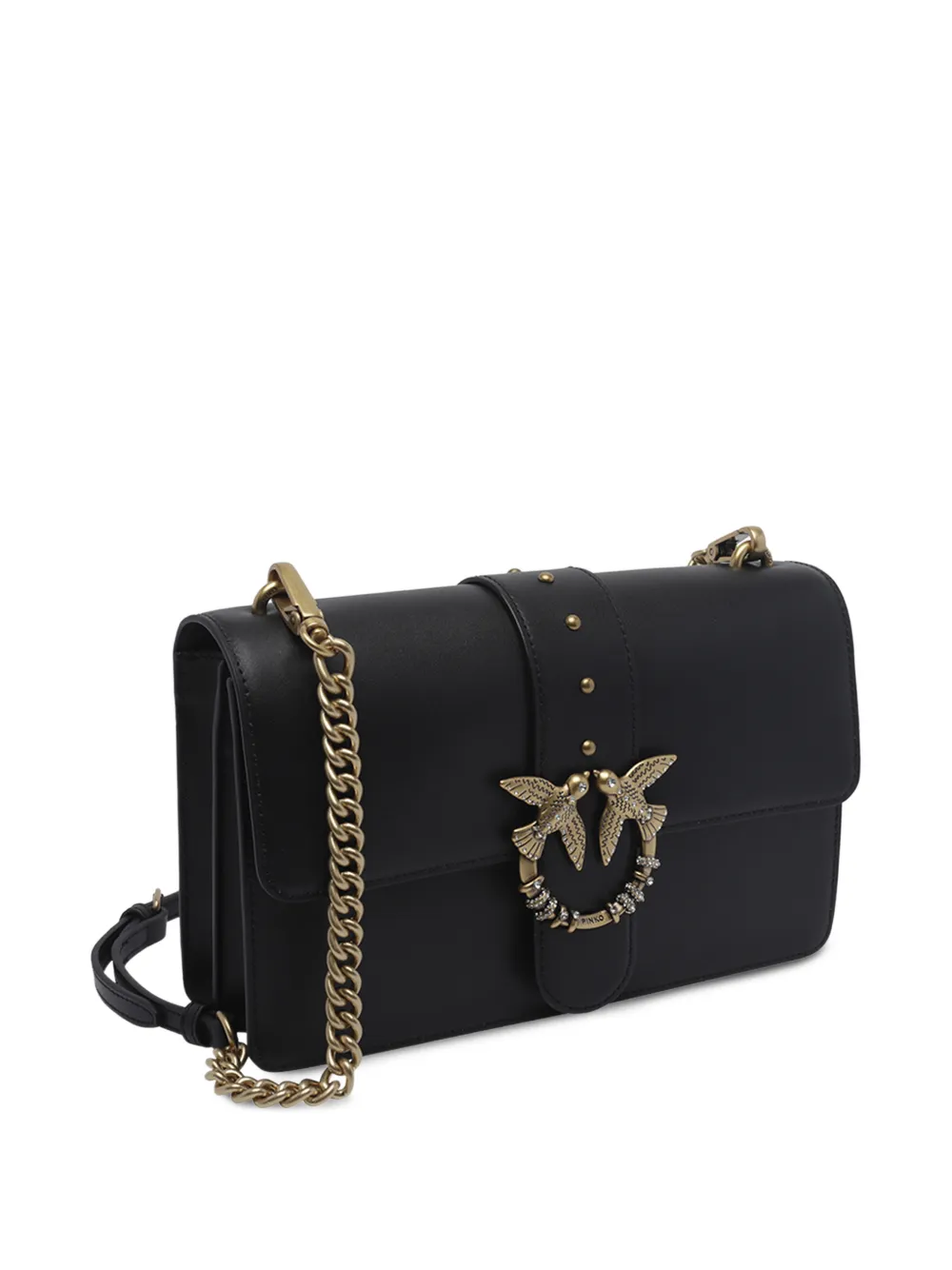 PINKO Love One leren schoudertas Zwart