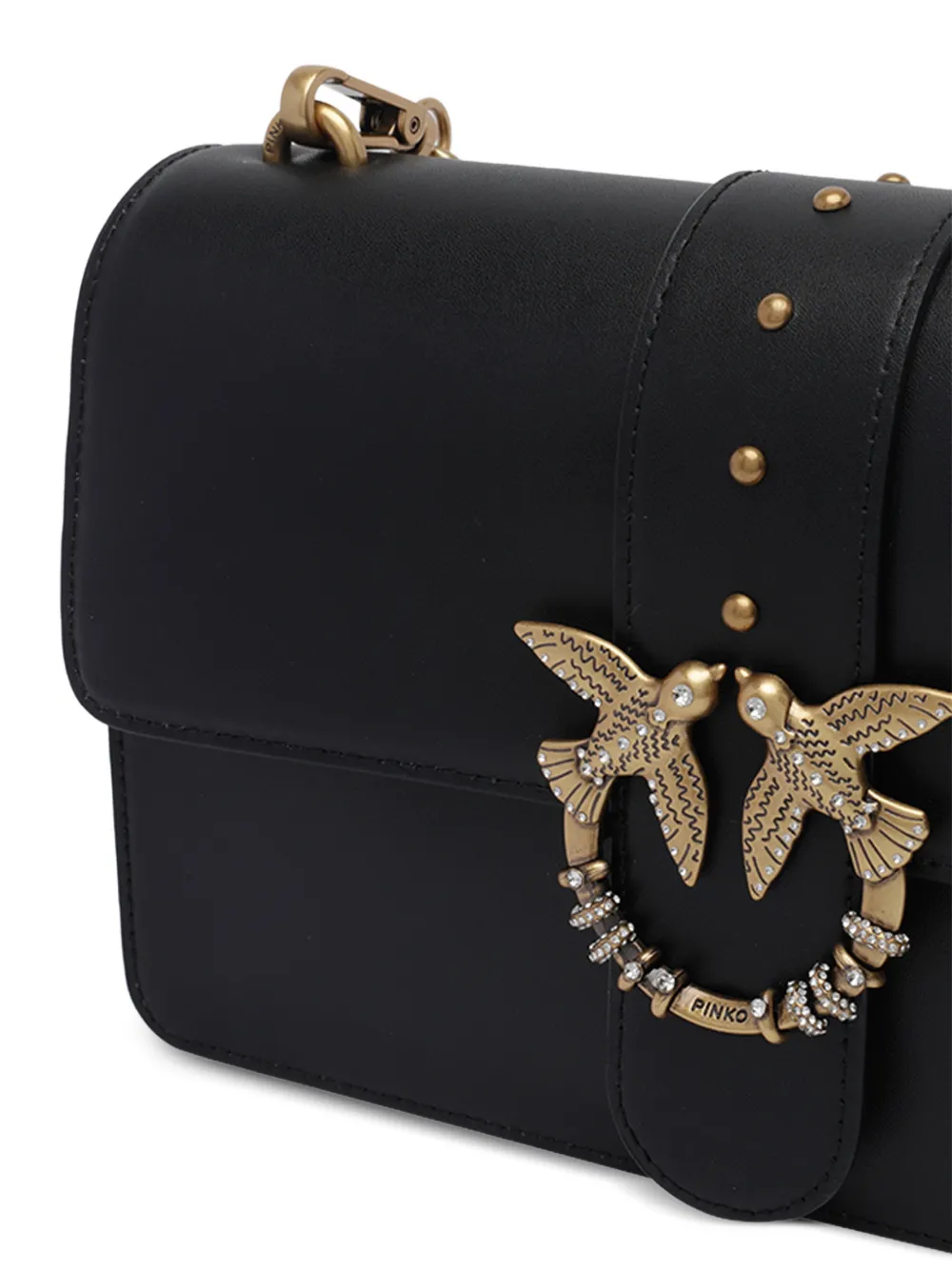 PINKO Love One leren schoudertas Zwart