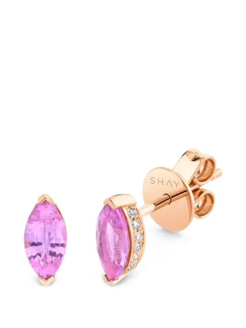 SHAY logo-detail sapphire and diamond earrings