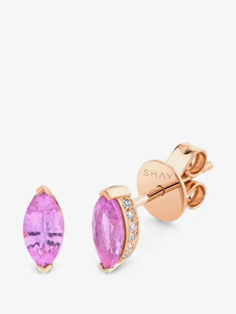 SHAY logo-detail sapphire and diamond earrings