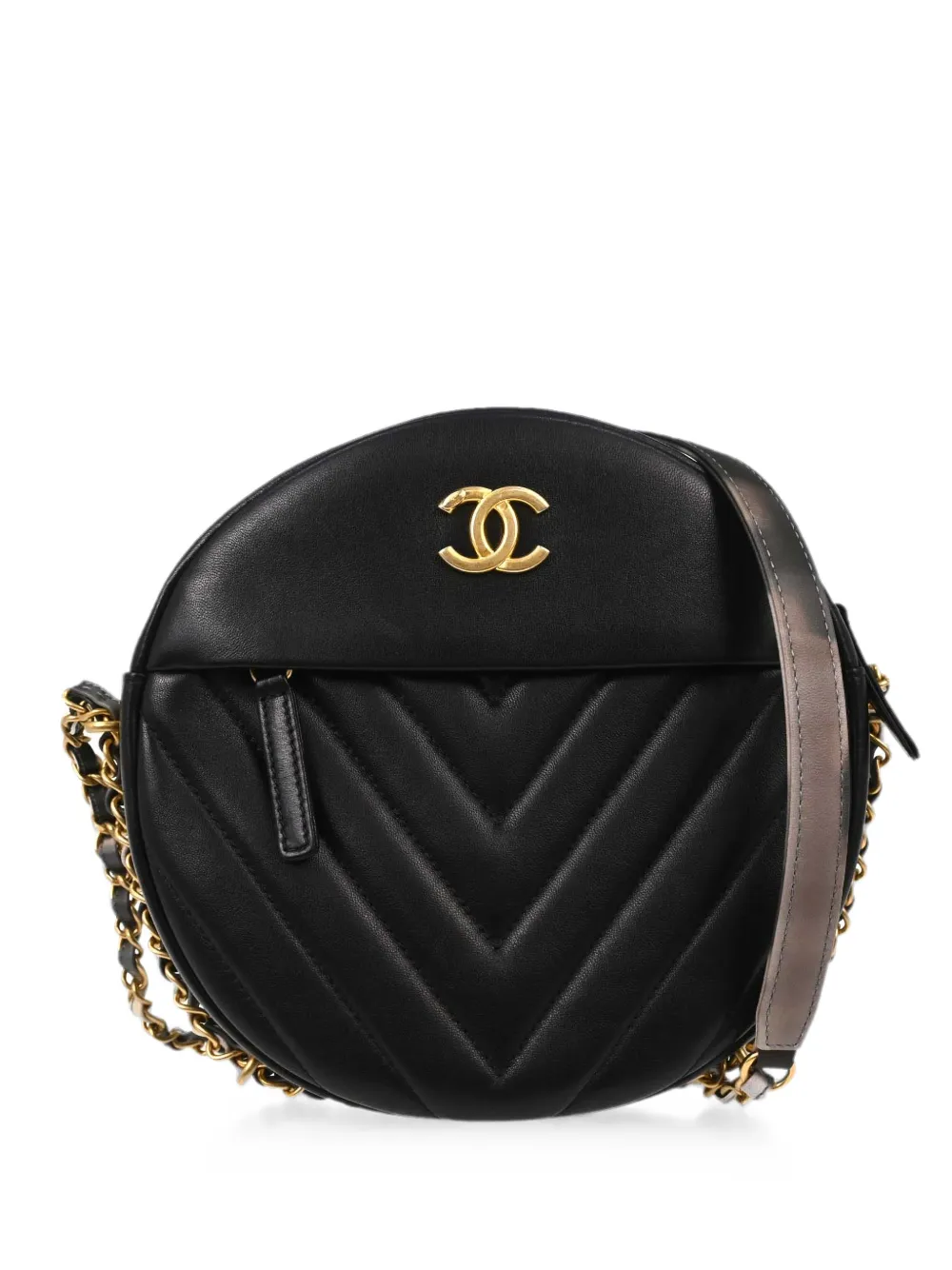 CHANEL Pre-Owned 2017 Chevron Round as Earth crossbody bag - Nero