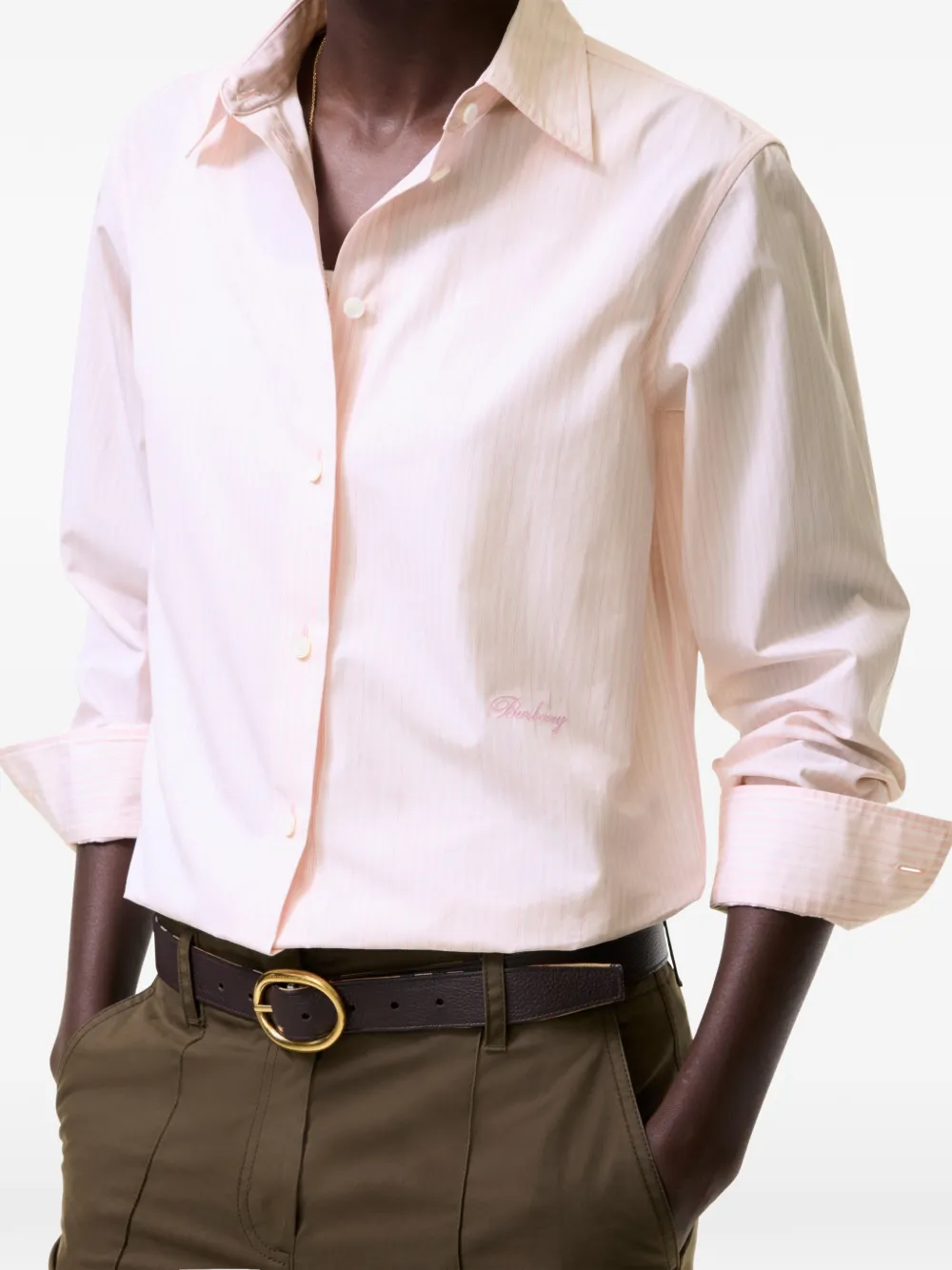 Burberry Katoenen gestreepte blouse Roze