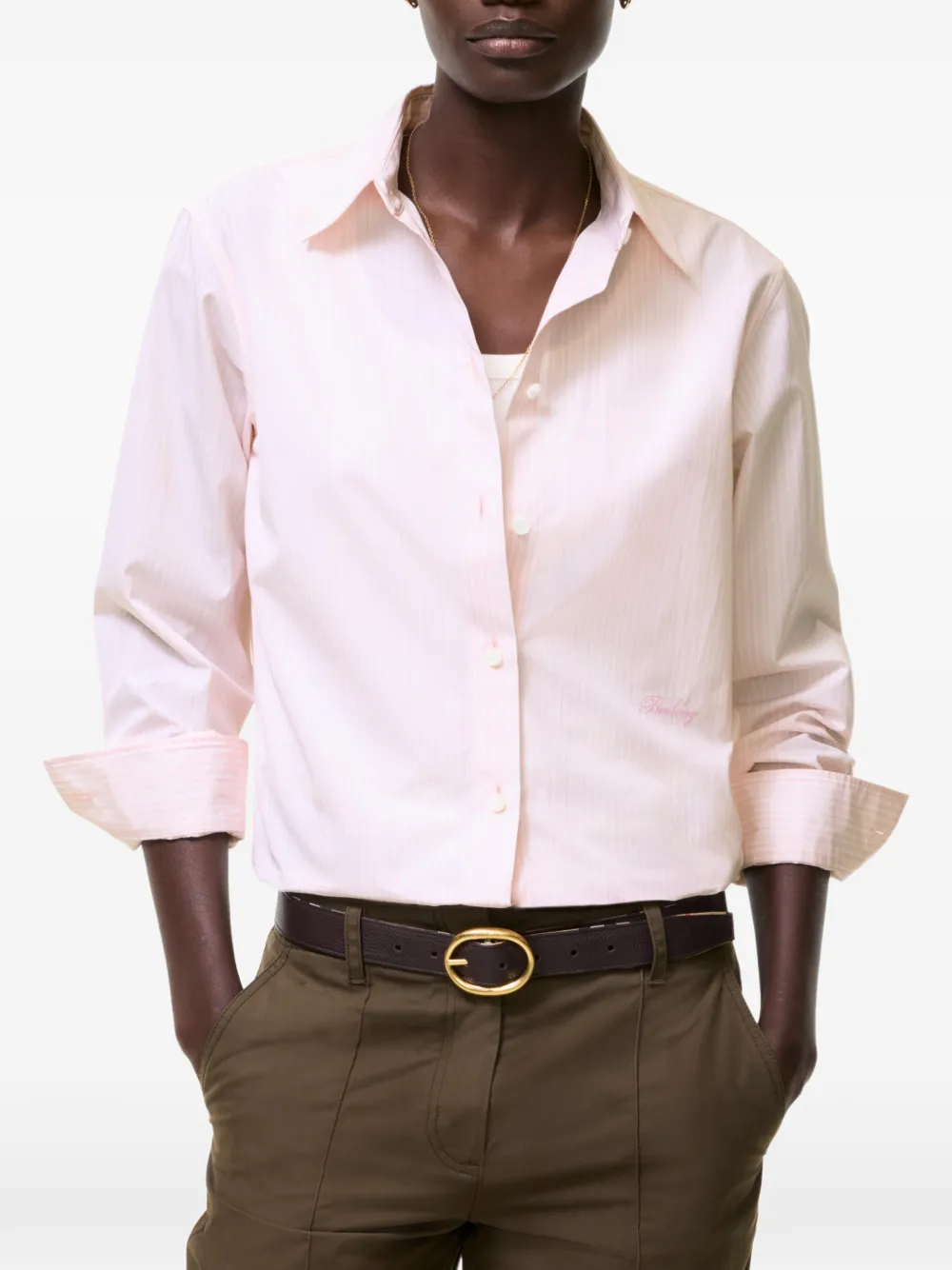 Burberry Katoenen gestreepte blouse Roze