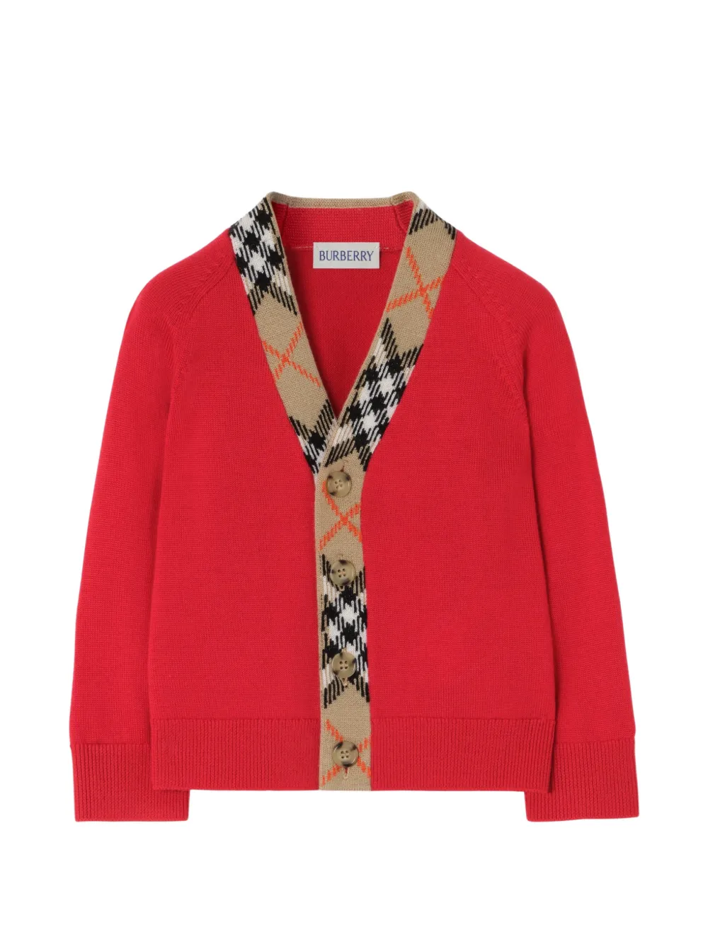 Burberry Kids Langärmeliger Cardigan - Rot