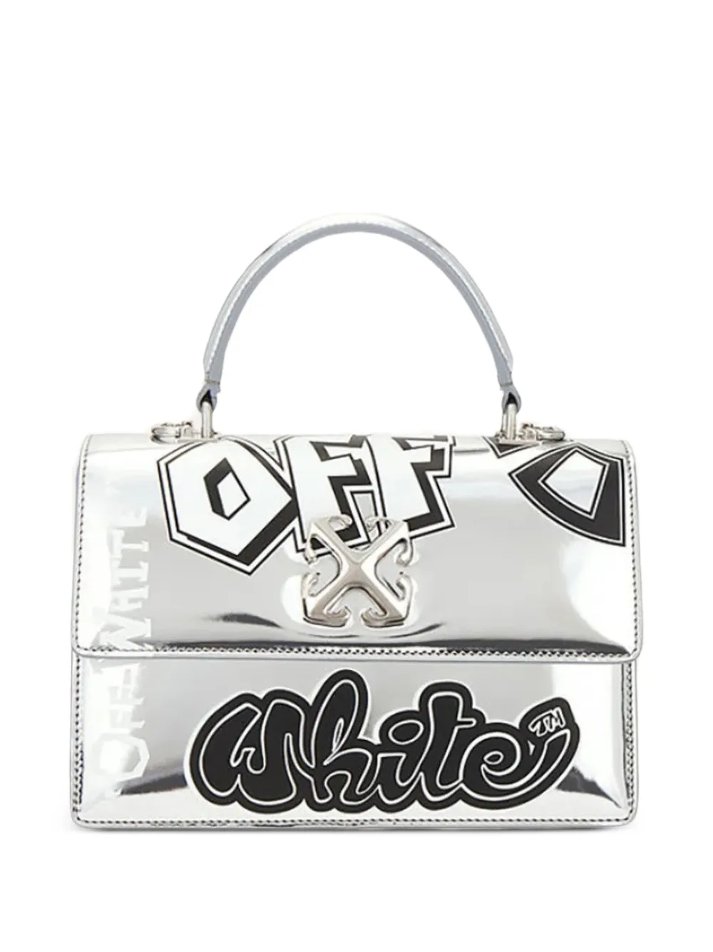 Off-White Jitney 1.4 logo-print shoulder bag - Argento
