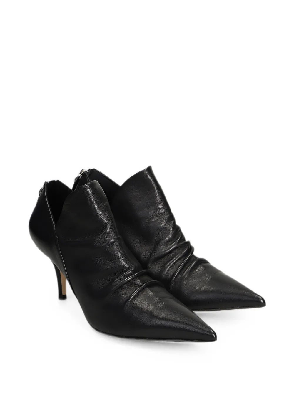 The Seller pointed-toe ruched leather ankle boots Zwart