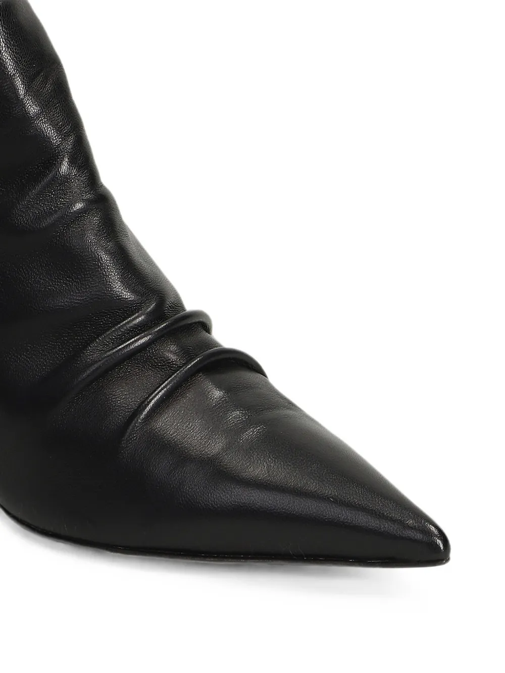 The Seller pointed-toe ruched leather ankle boots Zwart