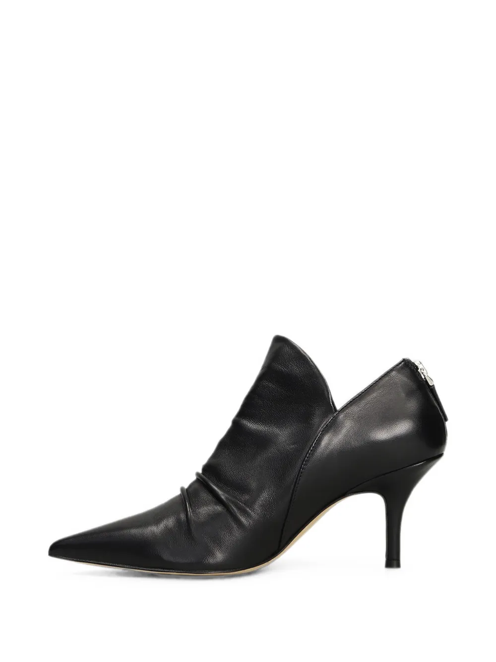 The Seller pointed-toe ruched leather ankle boots Zwart