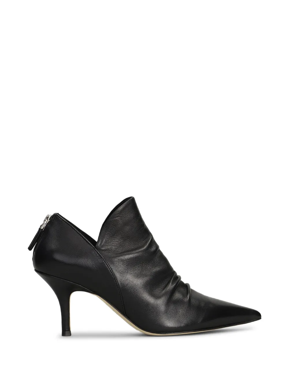 The Seller pointed-toe ruched leather ankle boots Zwart