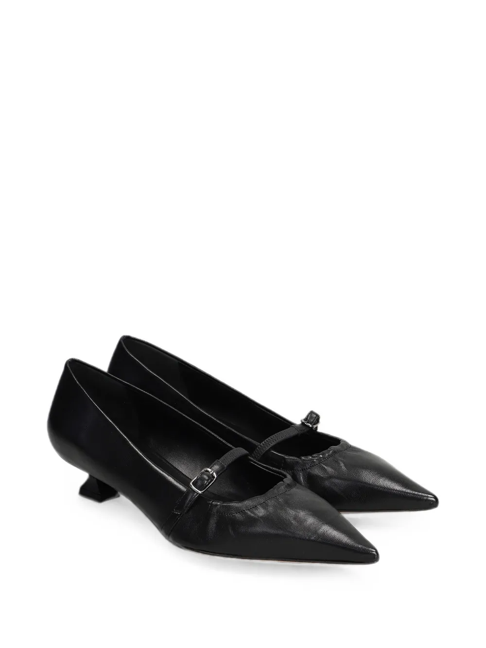 The Seller buckle-strap pointed-toe leather pumps Zwart