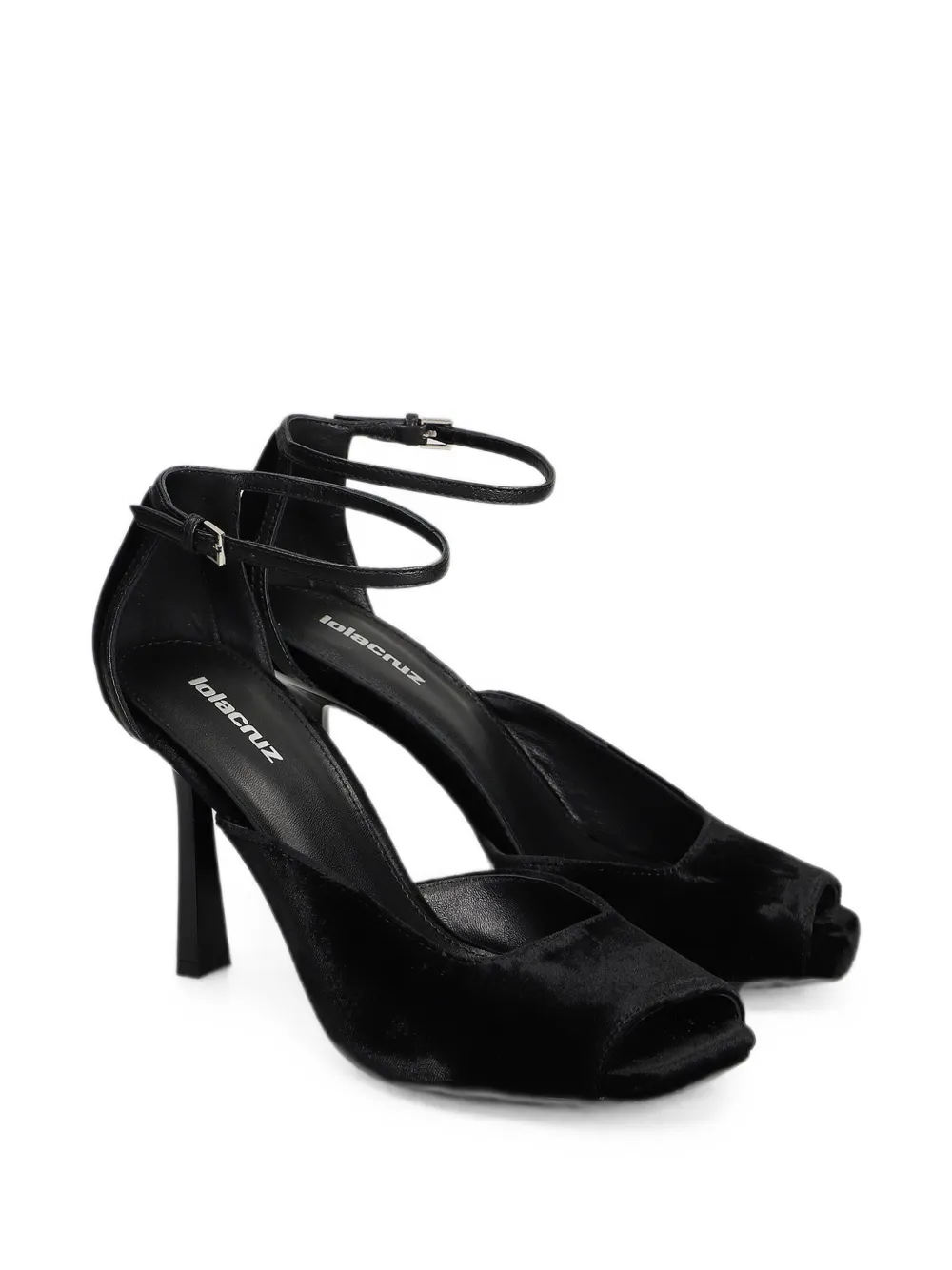 Lola Cruz Qelina 90 fluwelen sandalen Zwart