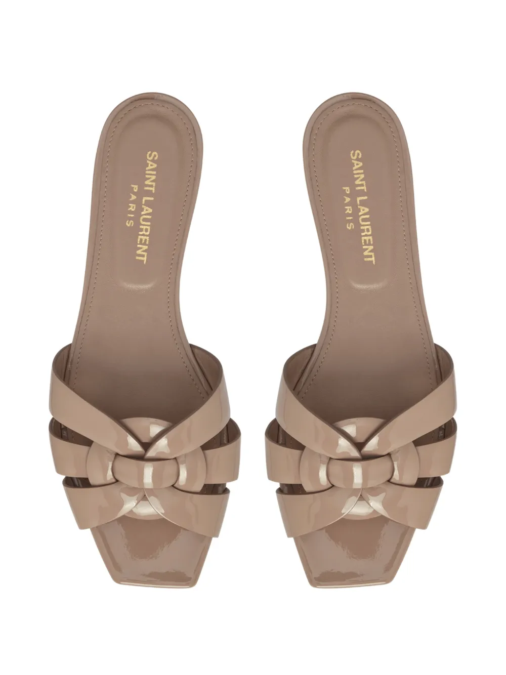 Saint Laurent Tribute muiltjes van lakleer Beige