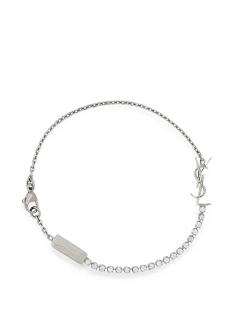 Saint Laurent Cassandre-charm bracelet in metal and rhinestone