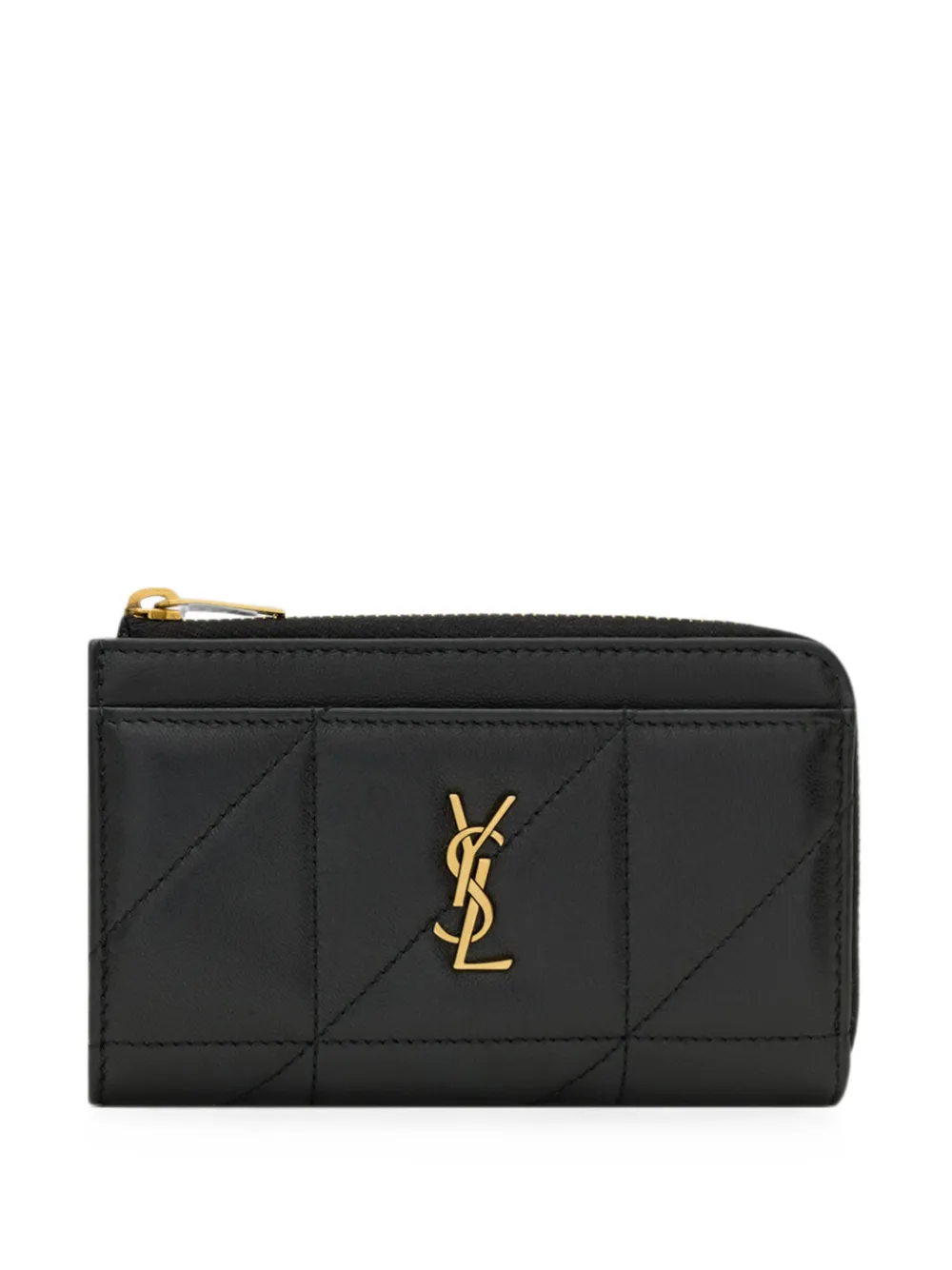 Saint Laurent Jamie zip card case in lambskin - Schwarz