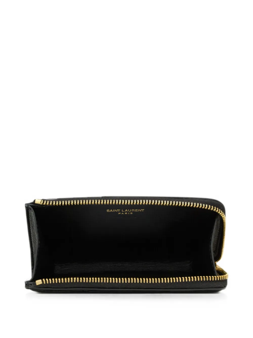 Saint Laurent Jamie lamsleren pasjeshouder met rits Zwart