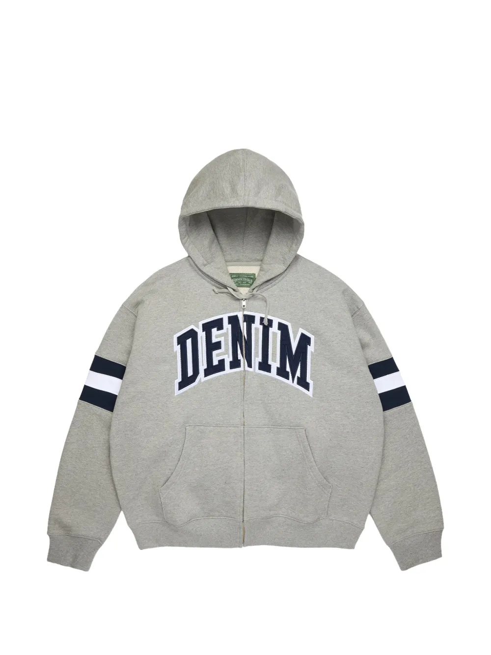Denim Tears Felpa con zip, cappuccio e logo - Grigio