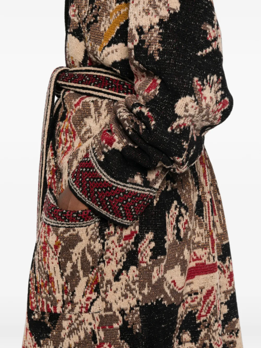 ETRO Vest met jacquard en ceintuur Zwart